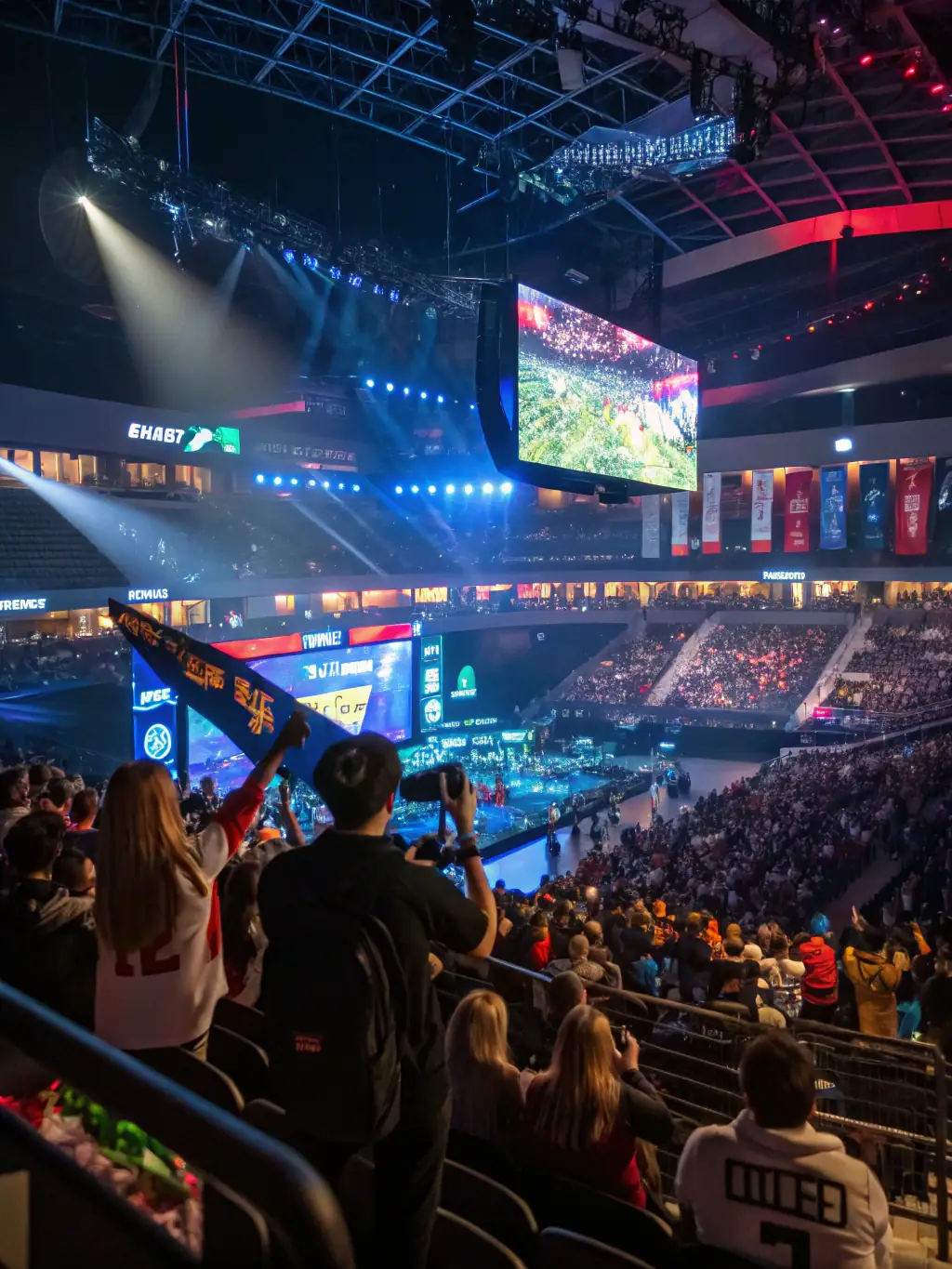 An engaging image of a community esports tournament, featuring diverse participants and a lively, supportive atmosphere.